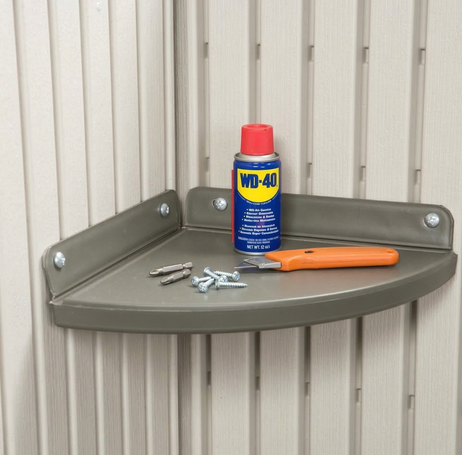Lifetime Shed Shelf Accessory 0110 Corner Shelf Kit for 7′ and 8′ Sheds, 2 Pack