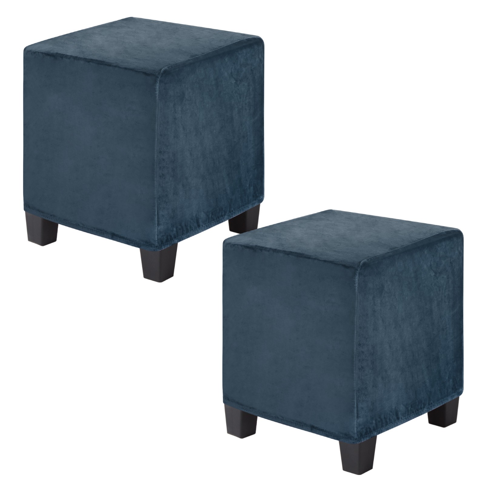 2-Pack 13″x13″x15″ Stretch Square Ottoman covers Footstool Protector Navy