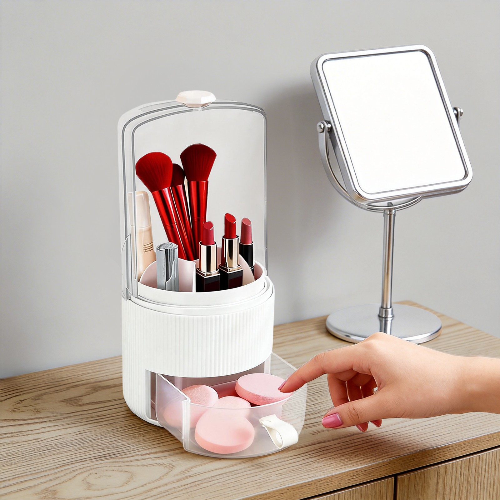 Makeup Brush Holder Storage Organizer 13.5*28cm With Cover For Cosmetic Brushes