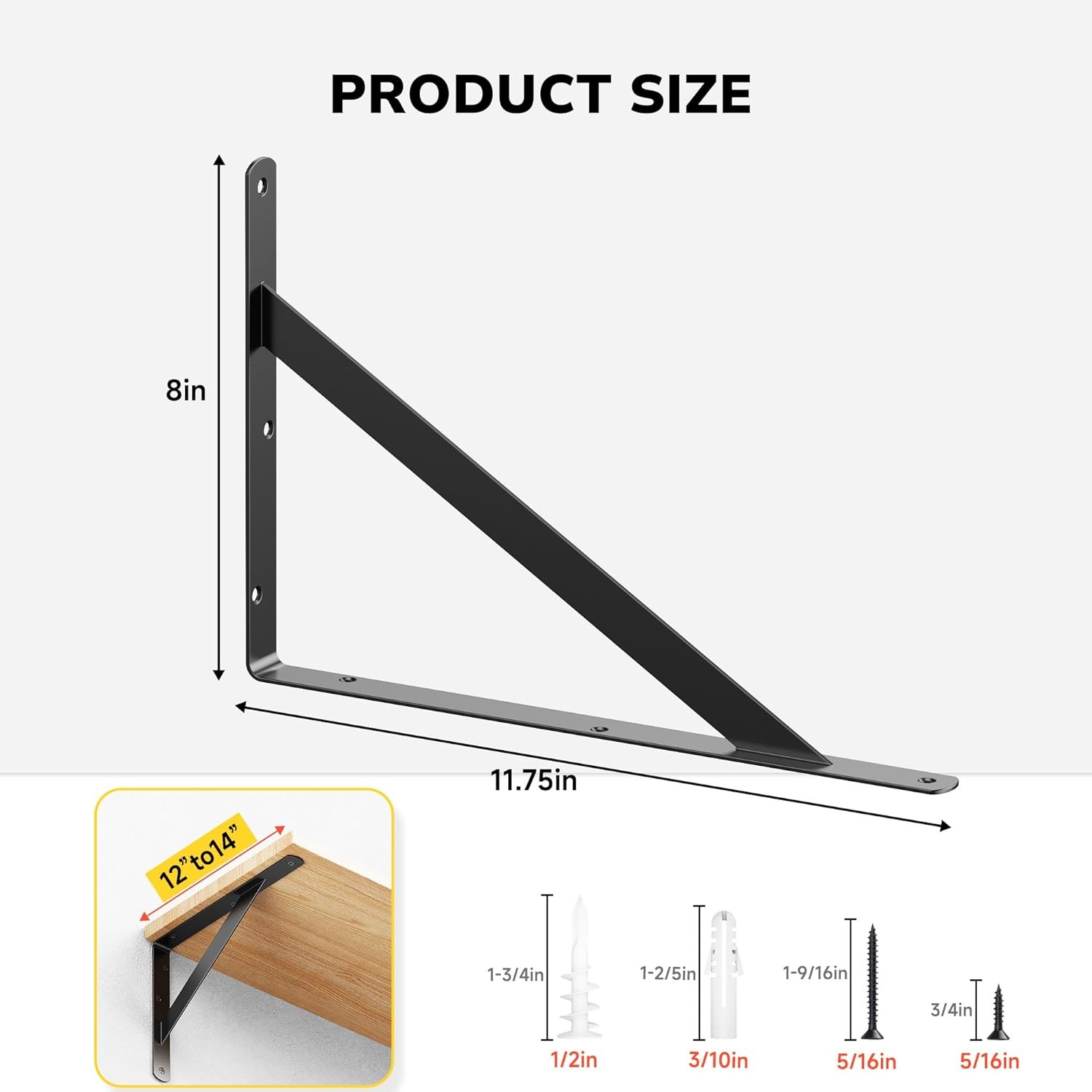 10 Pack 12 Inch Shelf Bracket Heavy Duty L Wall Brackets for Floating Shelves