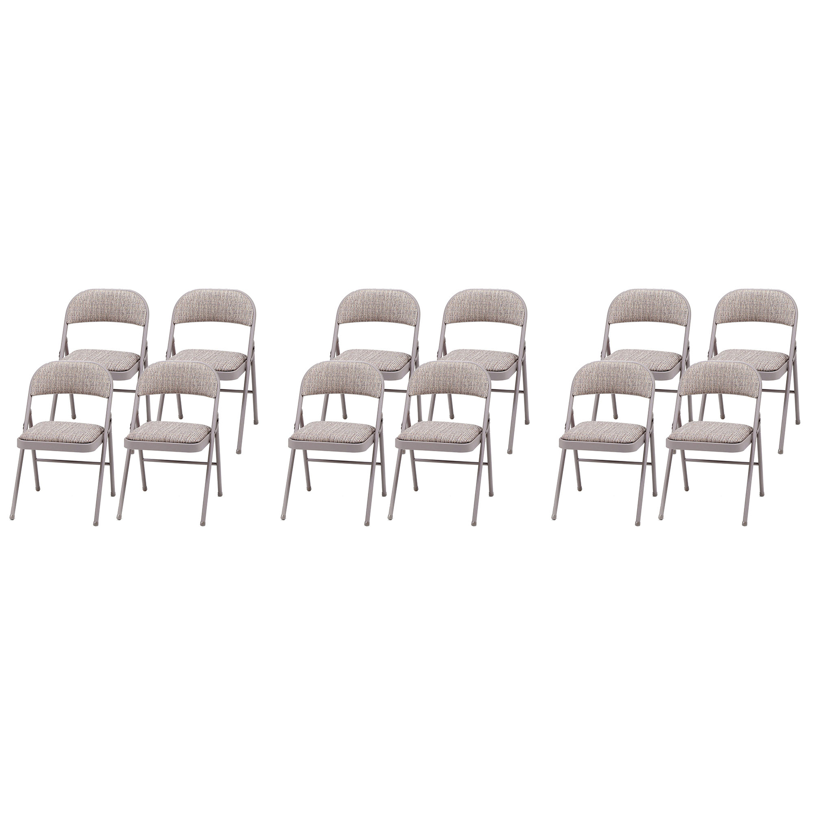 MECO Sudden Comfort Deluxe Metal Fabric Padded Folding Chair Set, Gray (12 Pack)