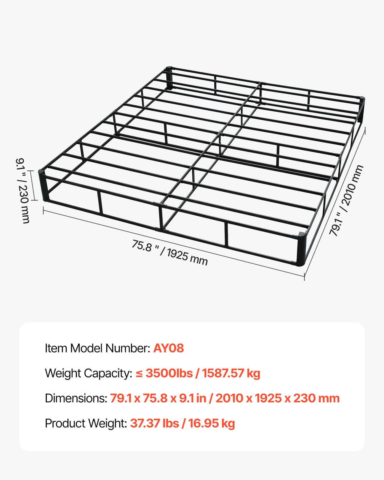Uimoso King Size Bed Frame with Fabric Cover Box Spring 79.1L x 75.8W x 9.1H in