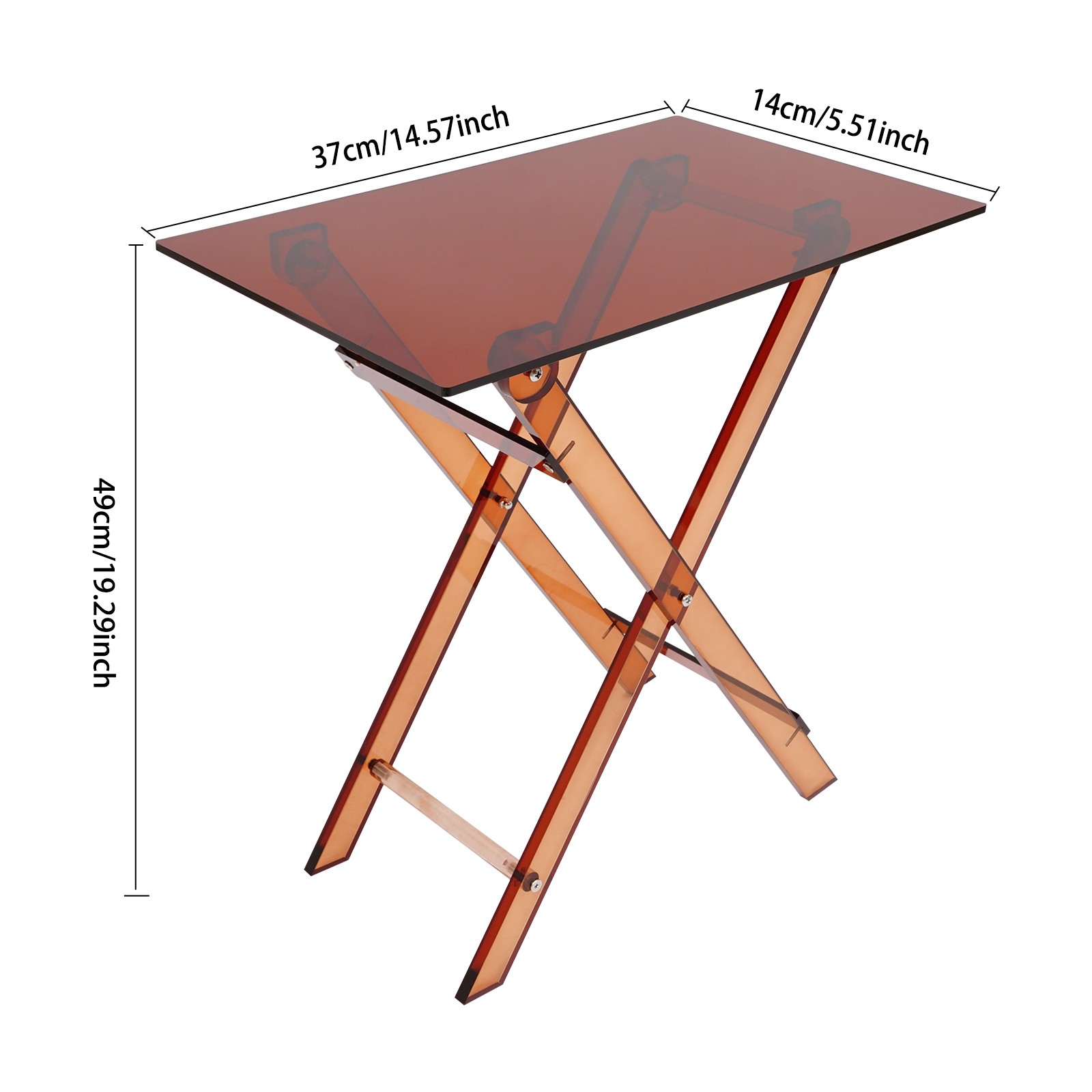 Acrylic Foldable TV Dinner Table, Bed Desk X-Shape Leg, 19.29*14.57*5.51in