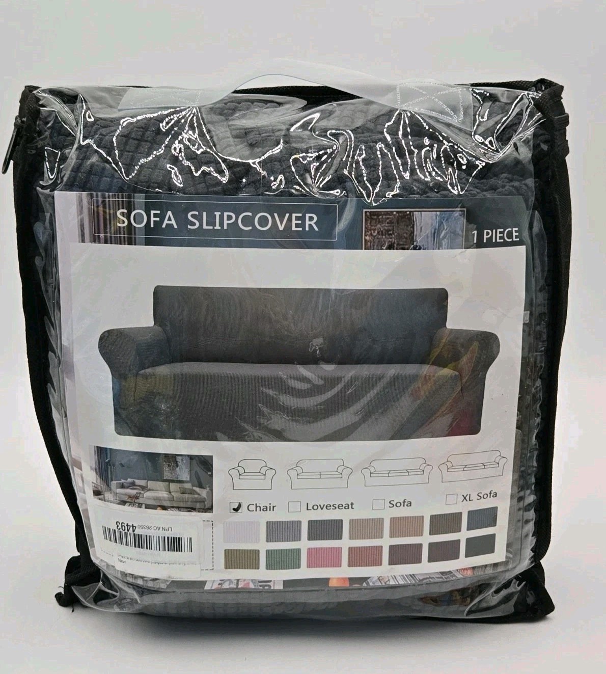 New Dark Gray Stretch Chair Slipcover 1 Piece Washable 30-47 Inch Furniture Cove