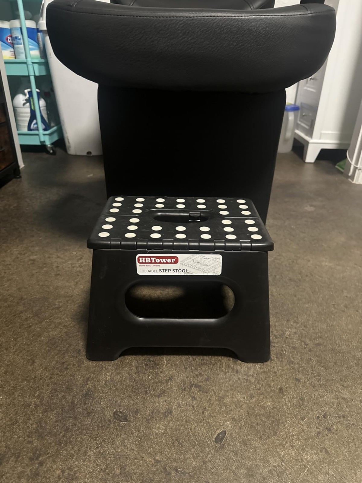 Folding Step Stool 9″ Tall 300Lb Capacity Non-Slip Collapsible Black NEW