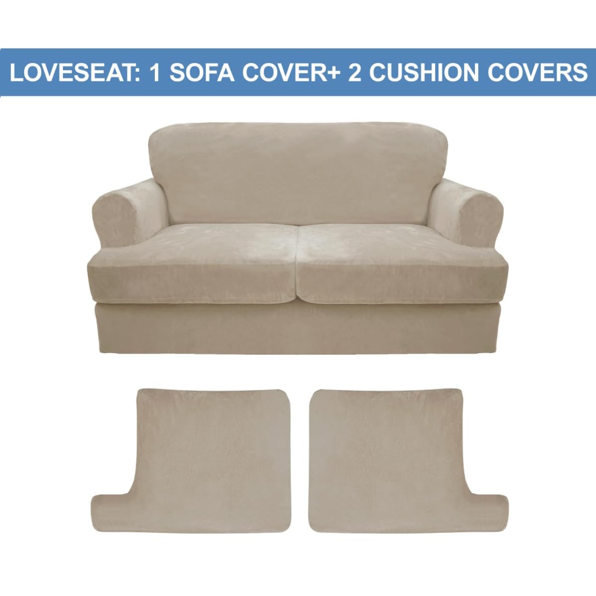 Cucraf T Cushion Sofa Cover 3 Piece Loveseat Slipcovers Soft Thick Velvet Couch