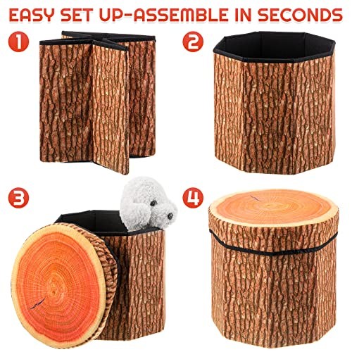 Pack Tree Stump Storage Stool 12 x 12 Inch Stool Ottoman, Cute 3 Classic