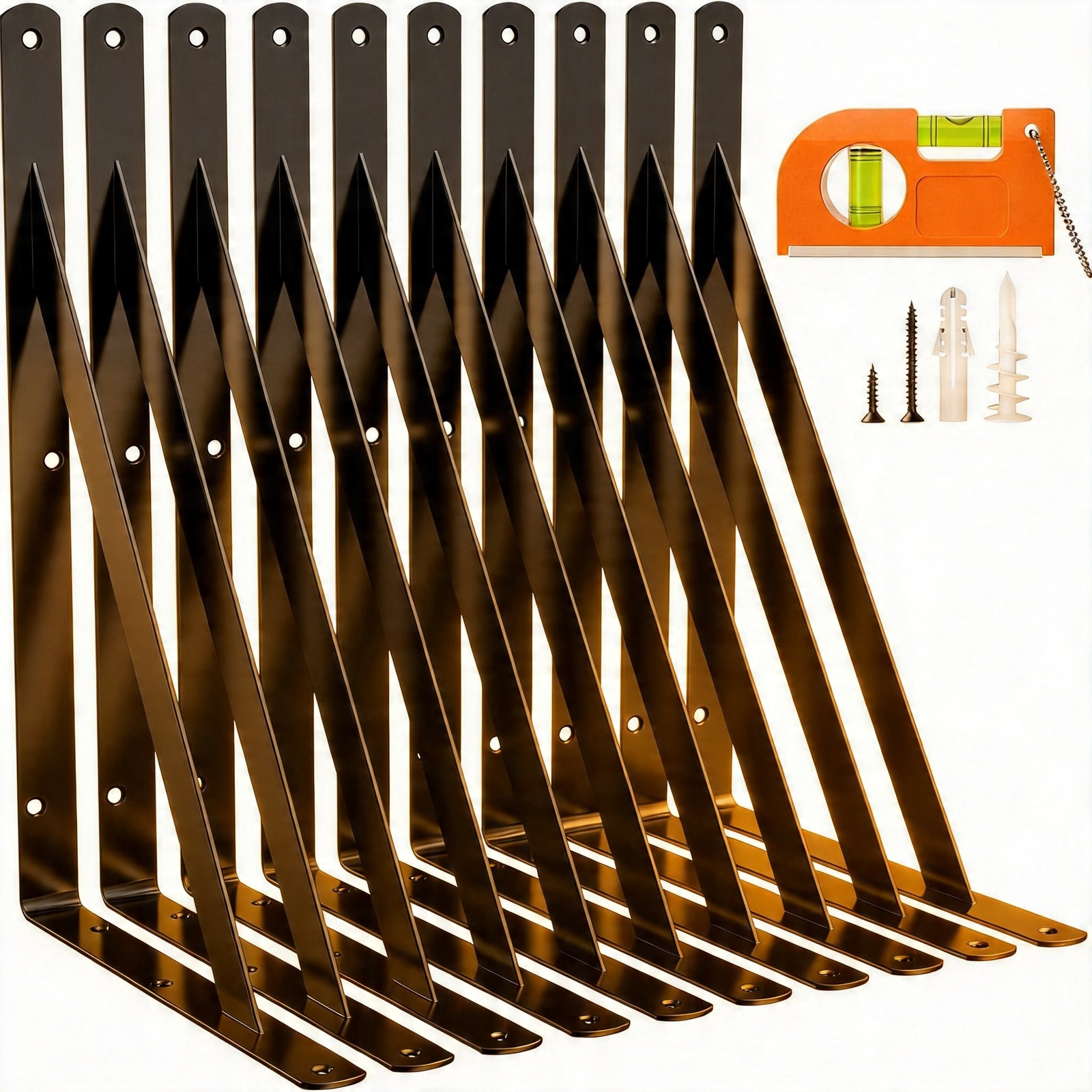 10 Pack 12 Inch Shelf Bracket Heavy Duty L Wall Brackets for Floating Shelves