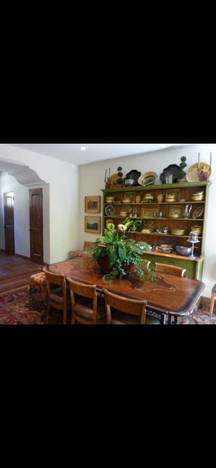 Guy Chaddock-Hutch Only Vintage Unique Olive-green Crackle Finish Dining Room
