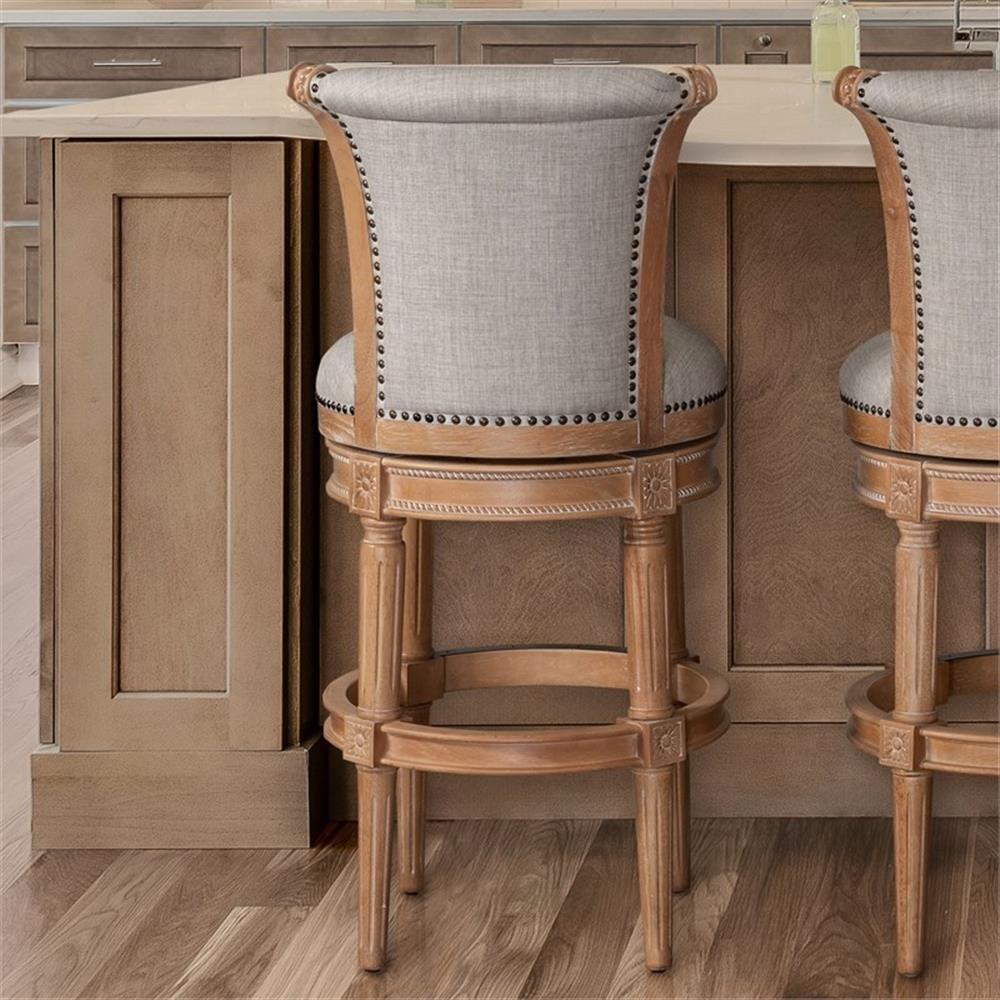 Chapman 31in. Wood Bar-Height Swivel Barstool with Back- Weathered Natural