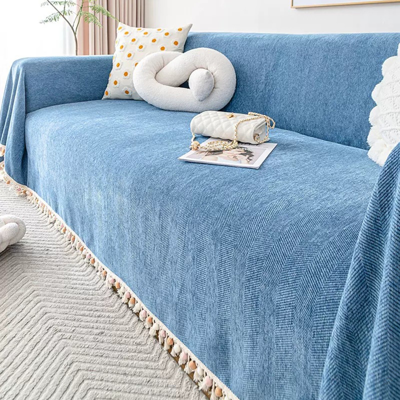 Thicken Chenille Sofa Cover Skin Friendly Blanket Couch Protector Non-Pilling