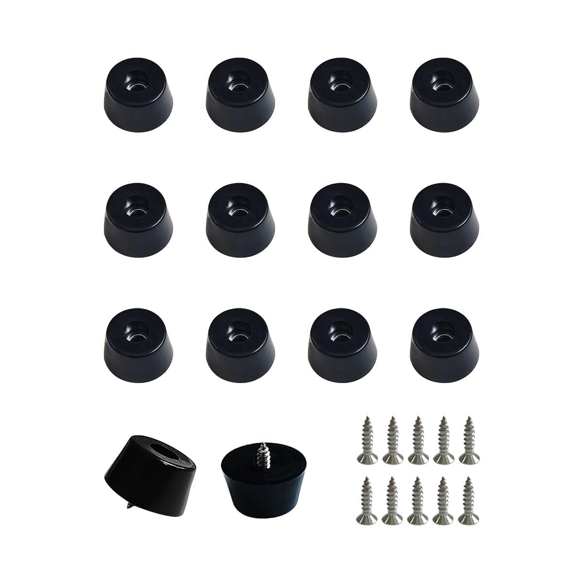20 PCS Black Rubber Feet with Stainless Screws, Non Slip Rubber Bumper for Cu…