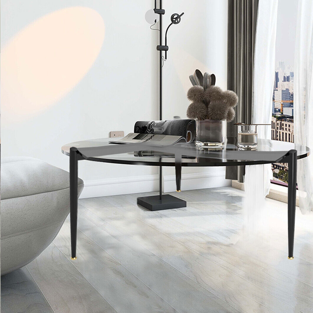 Sophisticated Ash Glass Coffee Table Modern Tables with Solid Steel Novelty Legs