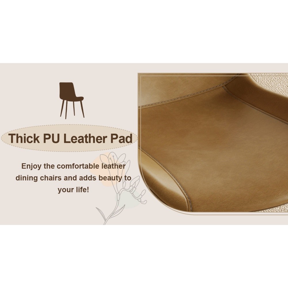 4 Dining Chairs PU Leather Carbon Steel Legs Curved Backrest Padded Seats