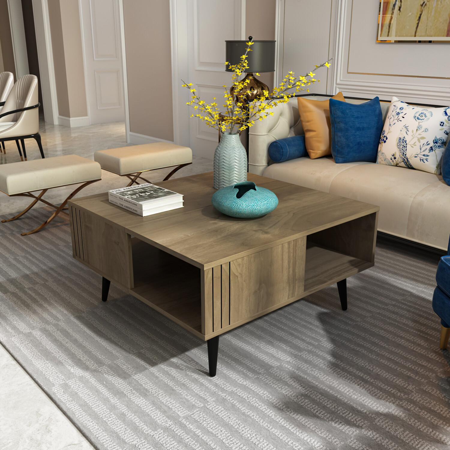 Decorotika Ronas 35×35 inches Square Coffee Table for Living Room
