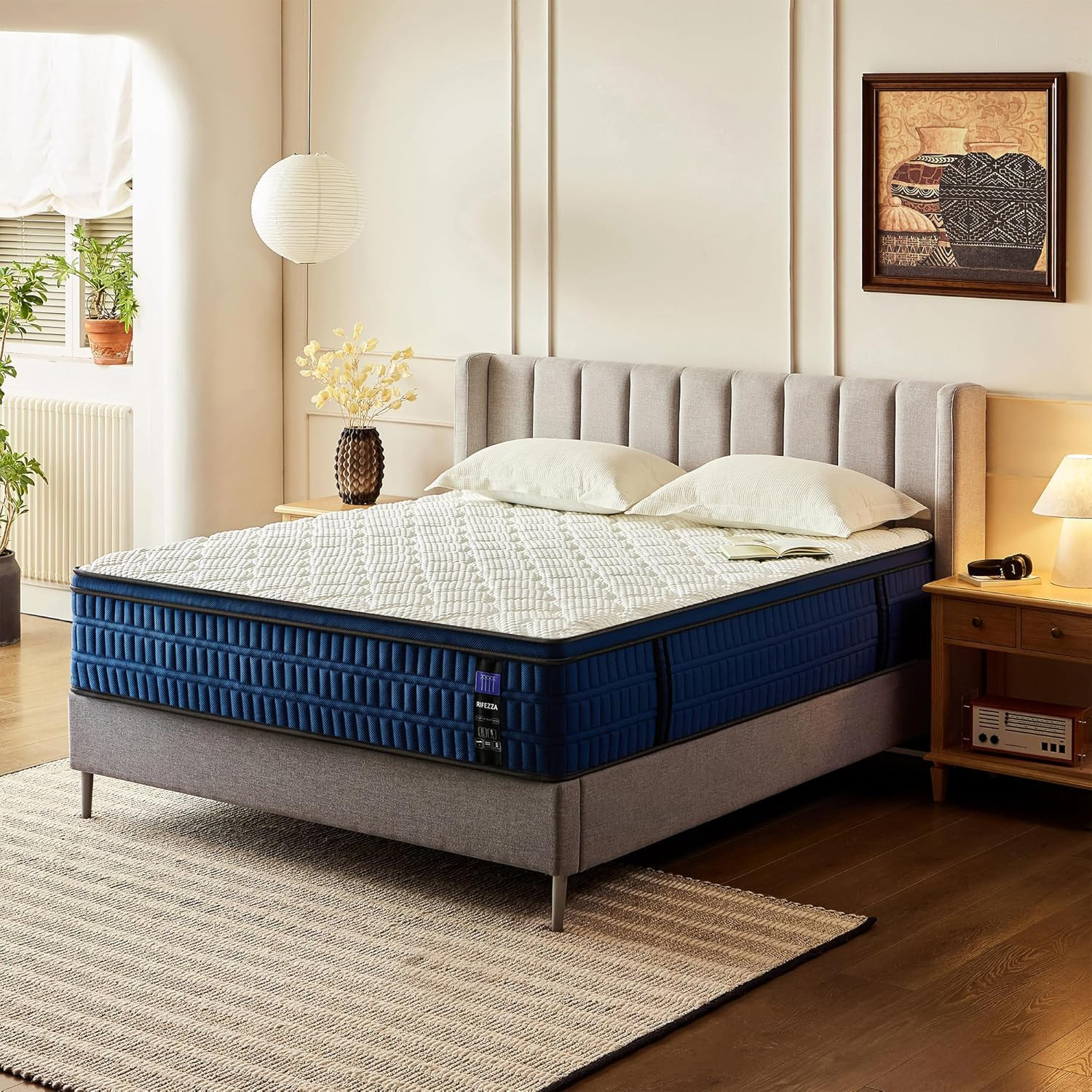 14″ Hybrid Mattress – Medium-Firm Gel Foam & Pocket Coils, Cooling Euro Top