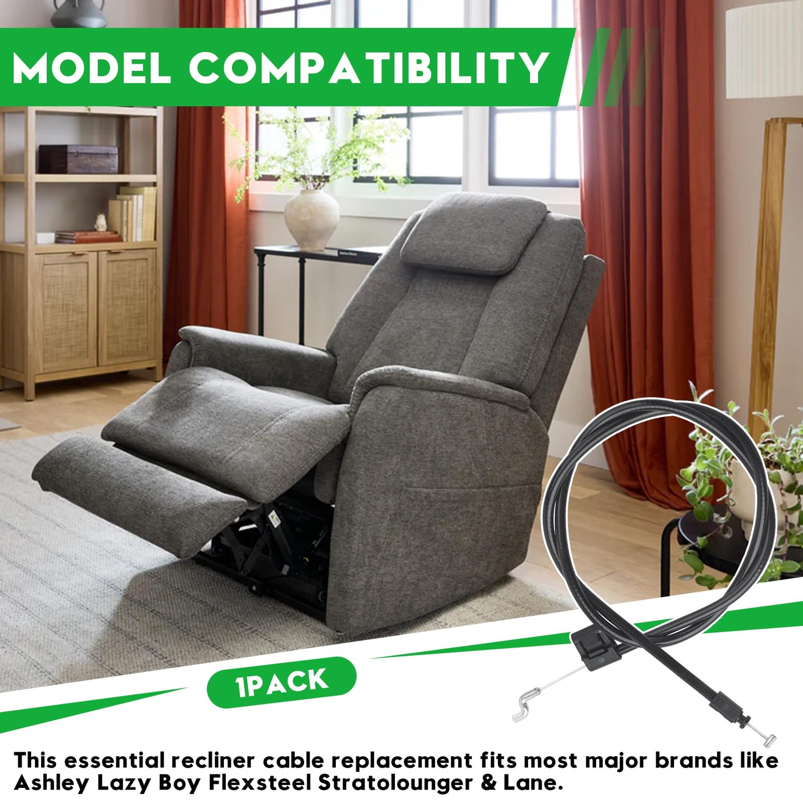 34.5 Inch Universal Recliner Release Cable Replacement 3.5 Exposed Wire S-tip