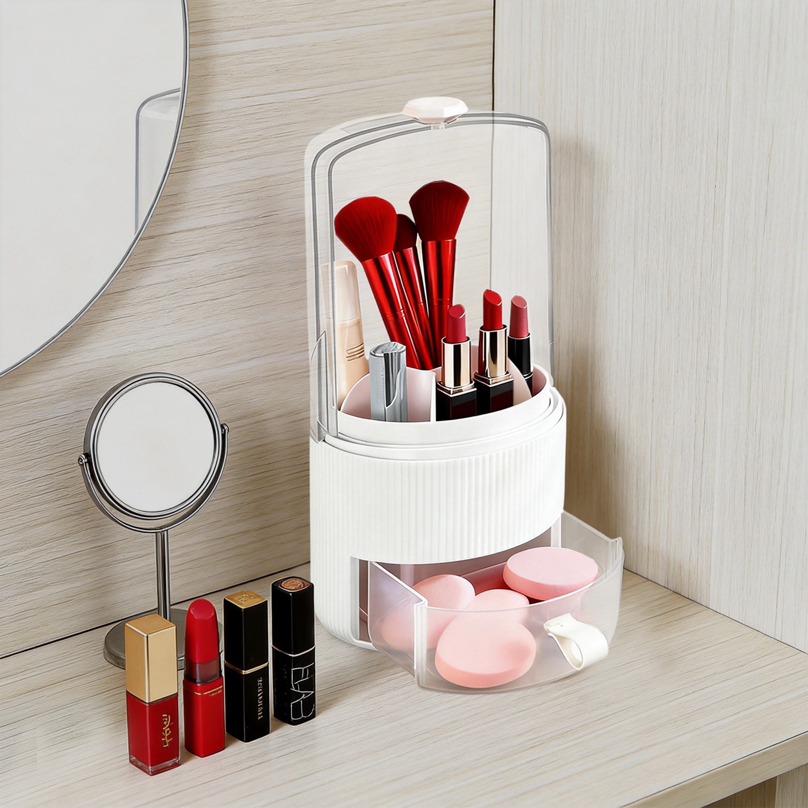 Makeup Brush Holder Storage Organizer 13.5*28cm With Cover For Cosmetic Brushes