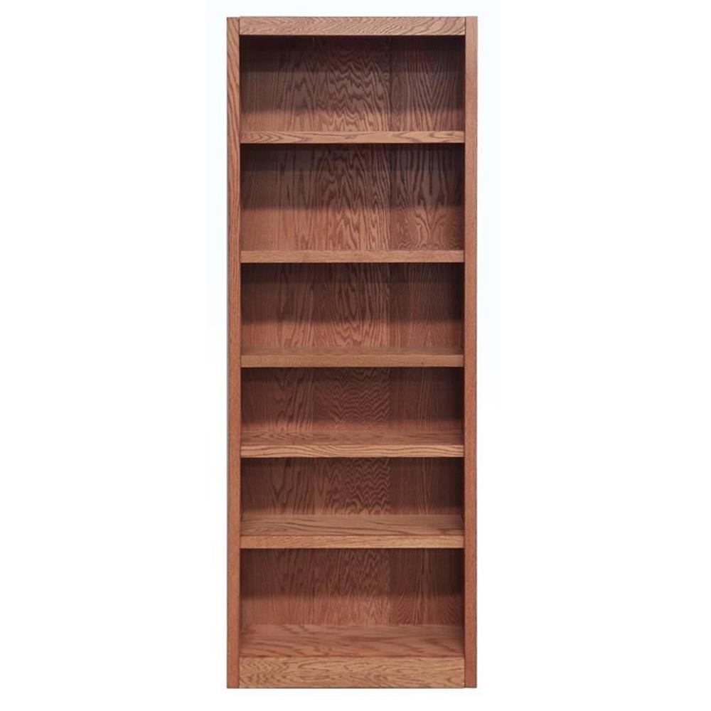 Bowery Hill Traditional 84″ Tall 6-Shelf Wood Bookcase in Dry Oak