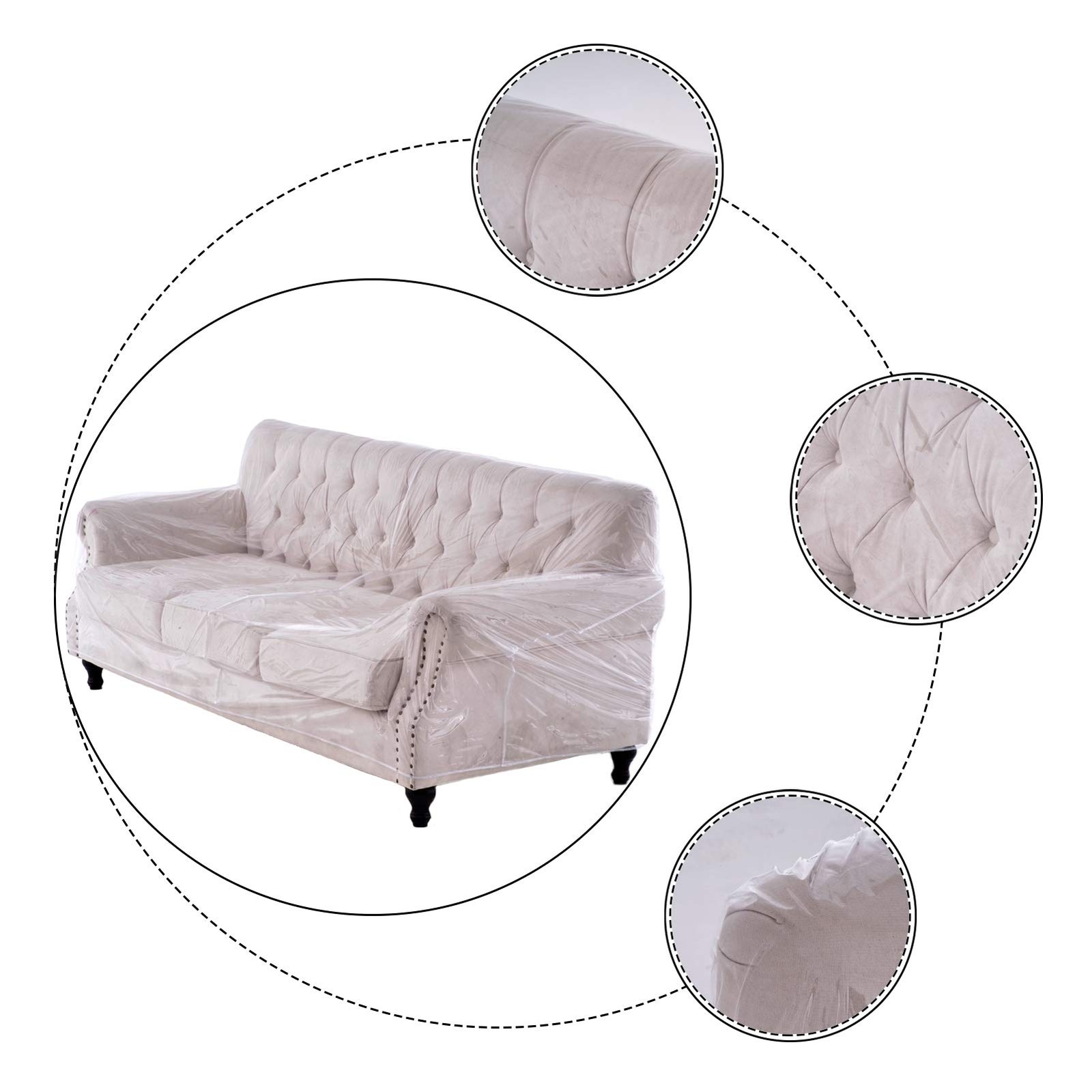 Plastic Thicker Clear Heavyduty Waterproof Sofa/couch Cover Protection Against P