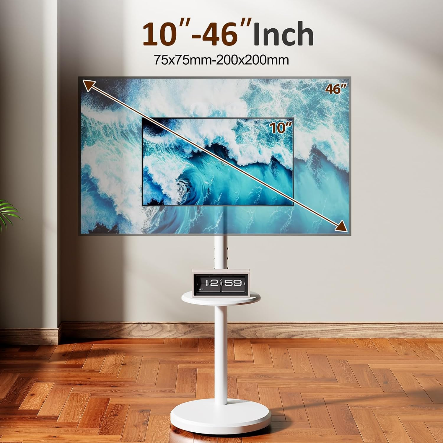 Rolling TV Stand with Wheels for 10-46 Inch Flat Screen Tvs up to 88Lbs, Height