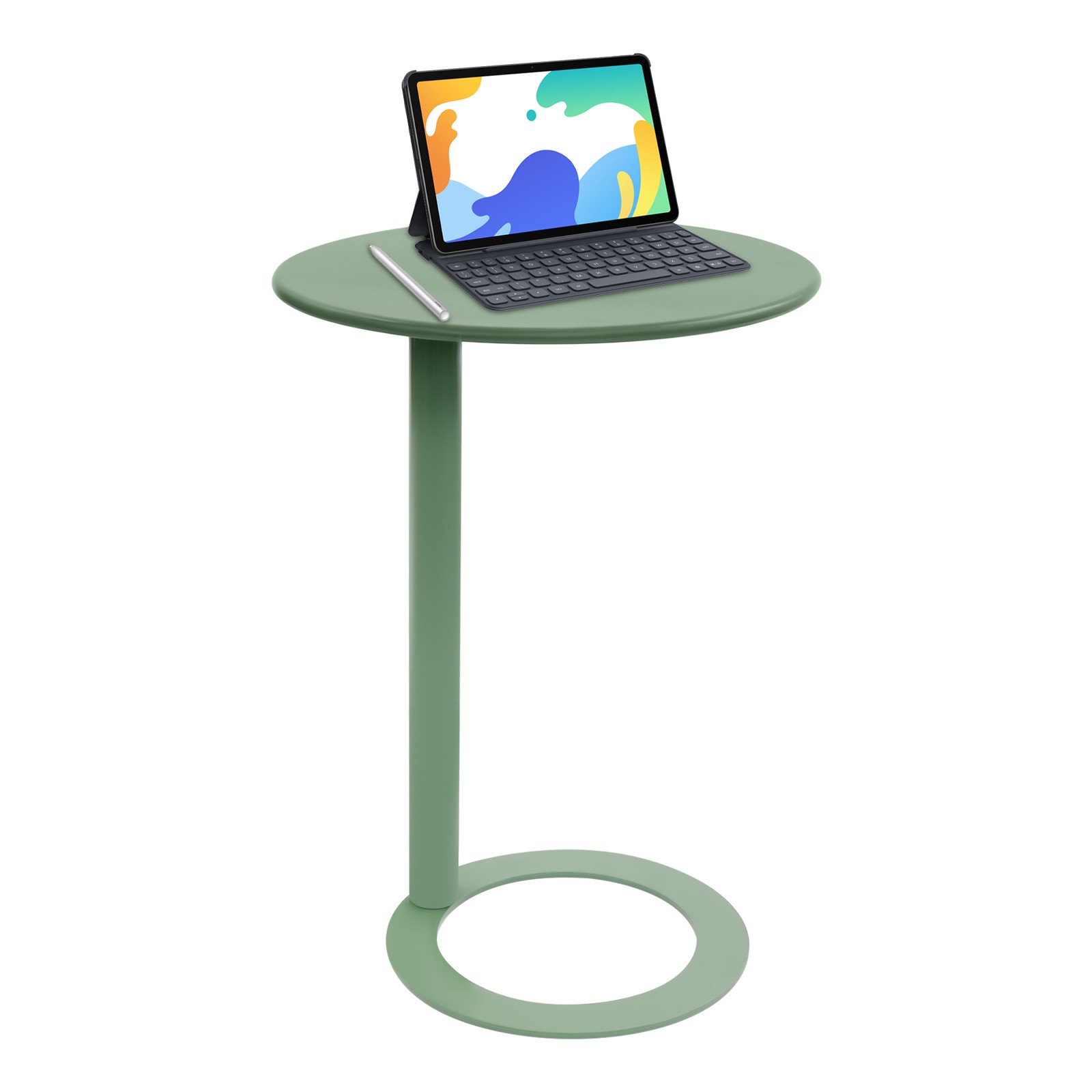 Iron Coffee Table with 30kg Load Capacity Free Standing C-Shaped Sofa Side Table