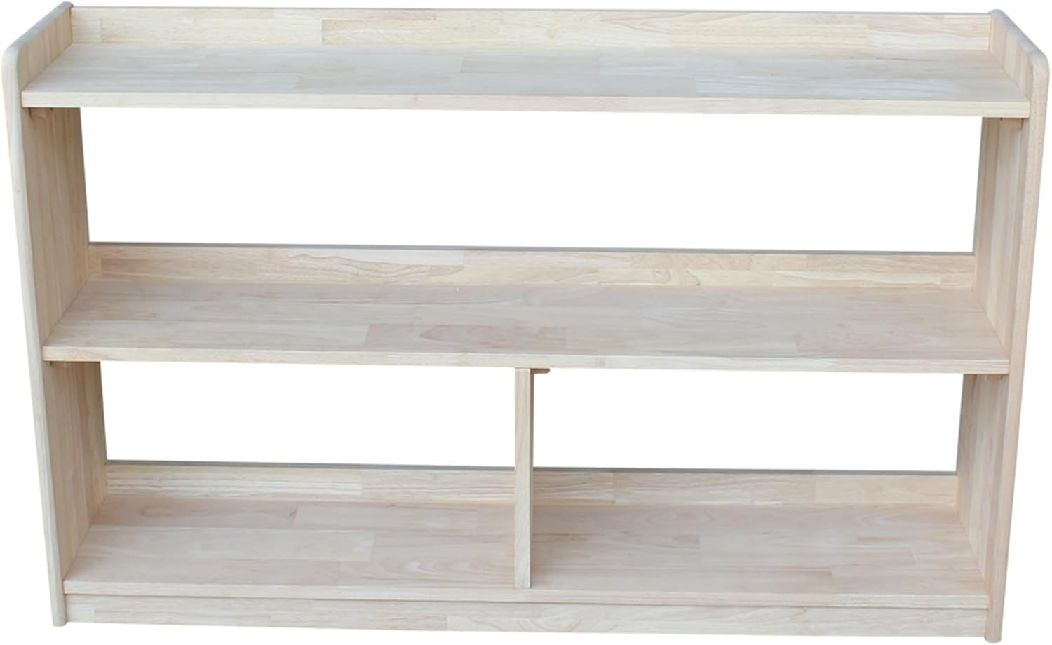 , Abby Divided Bookcase, Solid Real Wood, Sturdy Parawood, Dimensions 11″D X 48″