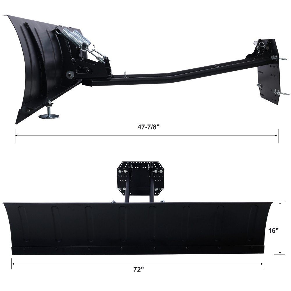 UTV Snow Plow Kit 72in Steel Blade Universal Mount Adjustable Angle