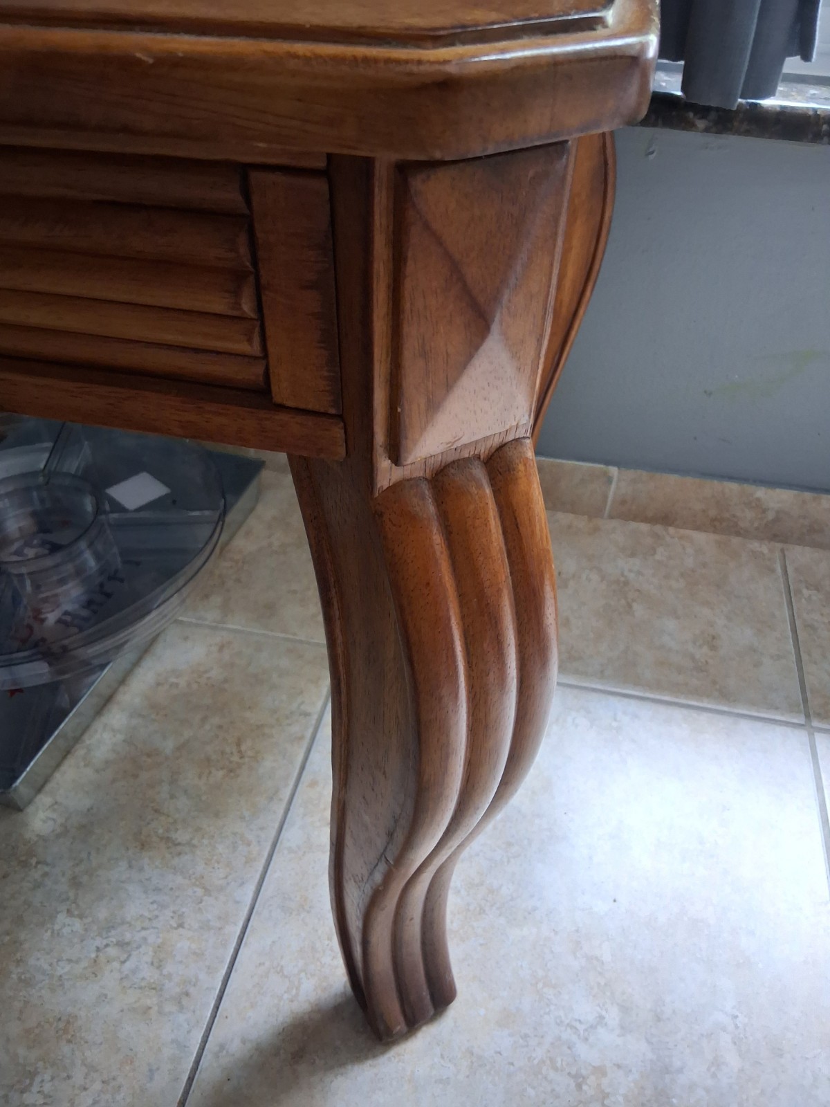 1960s Rectangular Wood End Side Table w/ Glass Inset Top Brown Clear 30x24x28