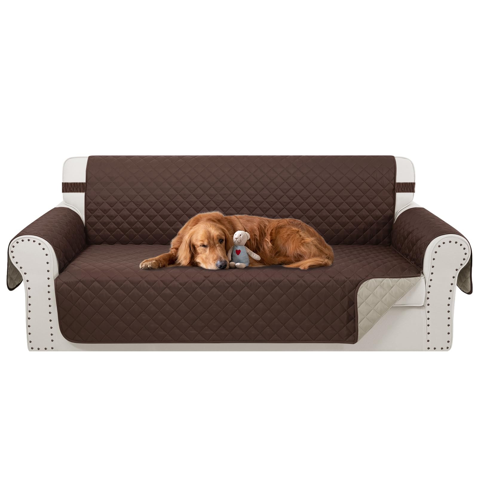 Luxshare Home Reversible Couch Cover Sofa L – Large (68”), Chocolate/Beige