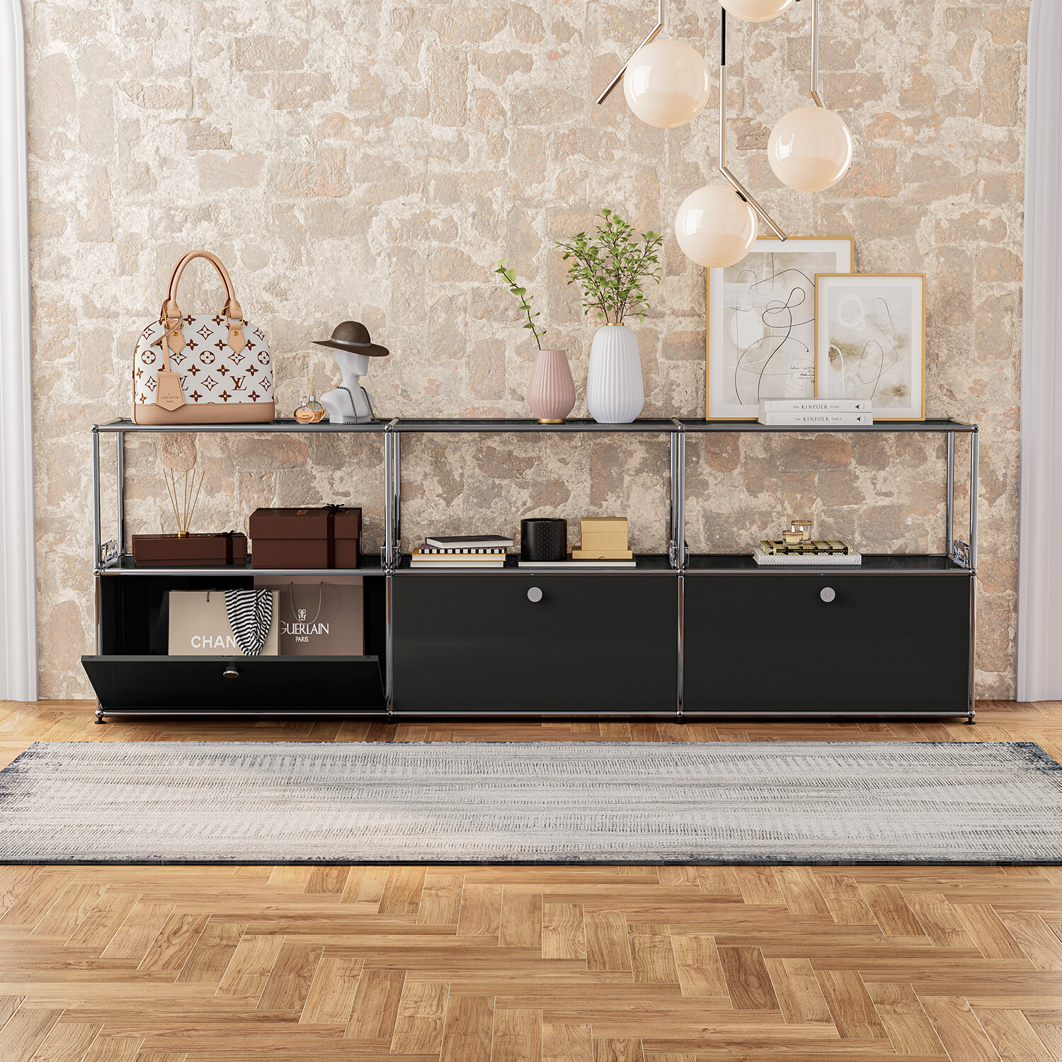 USM Haller Style Modern Storage Cabinet Metal Storage Organizer Shelf Home Decor