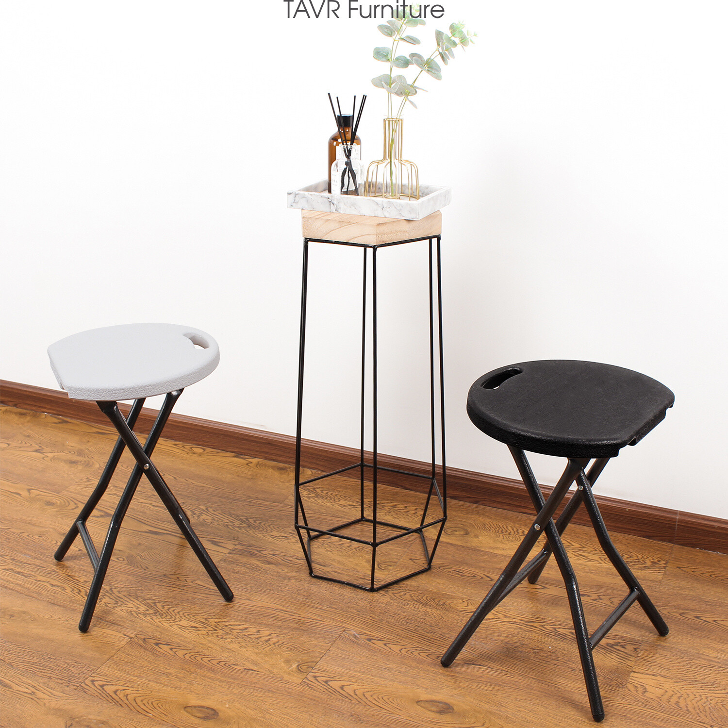 Portable Folding Stools ,Plastic Foldable Stool ,300lbs Capacity ,2-Pack Black