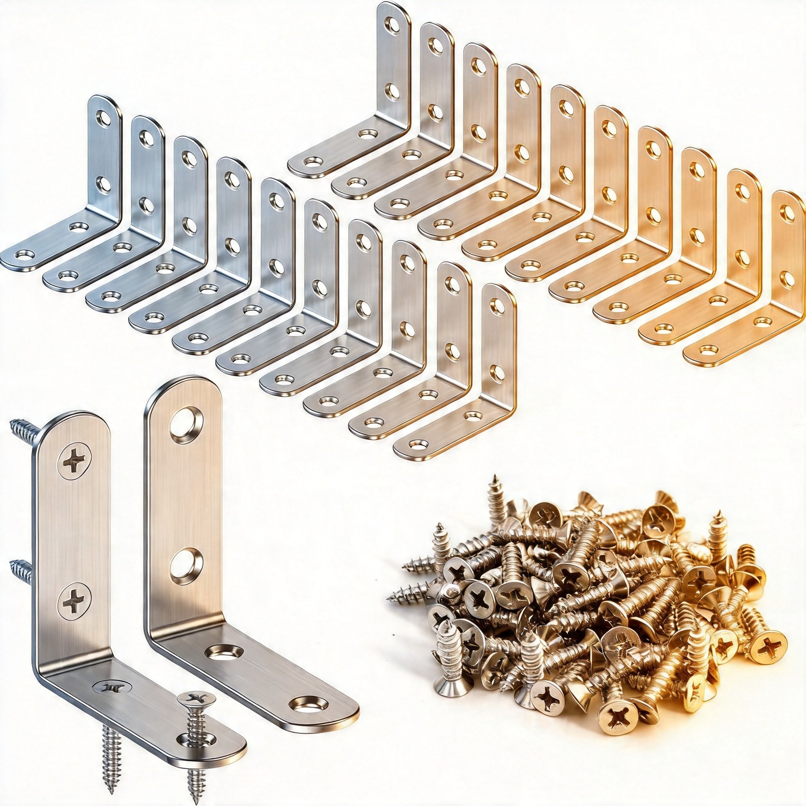 20 Pcs 2 Inch L Bracket Stainless Steel Corner Braces 90 Degree Angle Bracket US