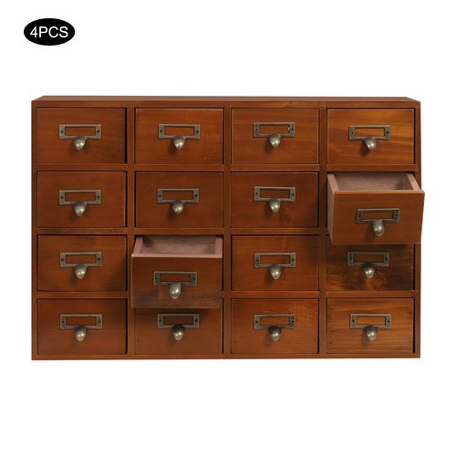 64-Drawer Storage Cabinet Pine Wood Furniture Tabletop Storage Box For Home