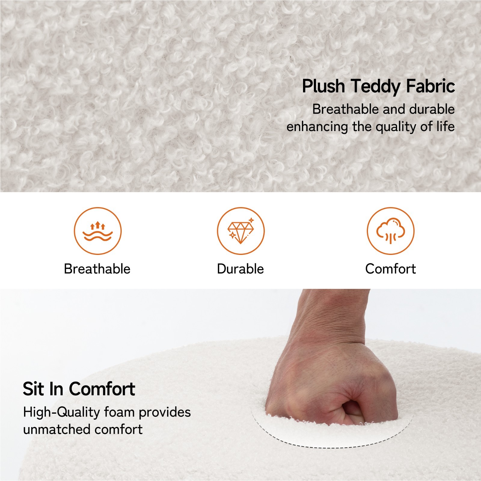 Korser Teddy Fabric Cloud Storage Ottoman with Hidden Storage Set of 2