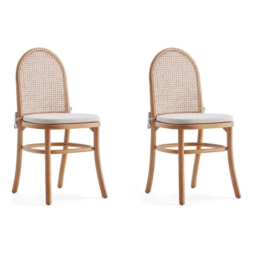 Manhattan Comfort Paragon 19.29″ Wood Dining Chair w/ Cushion in Natural (2 Pc)