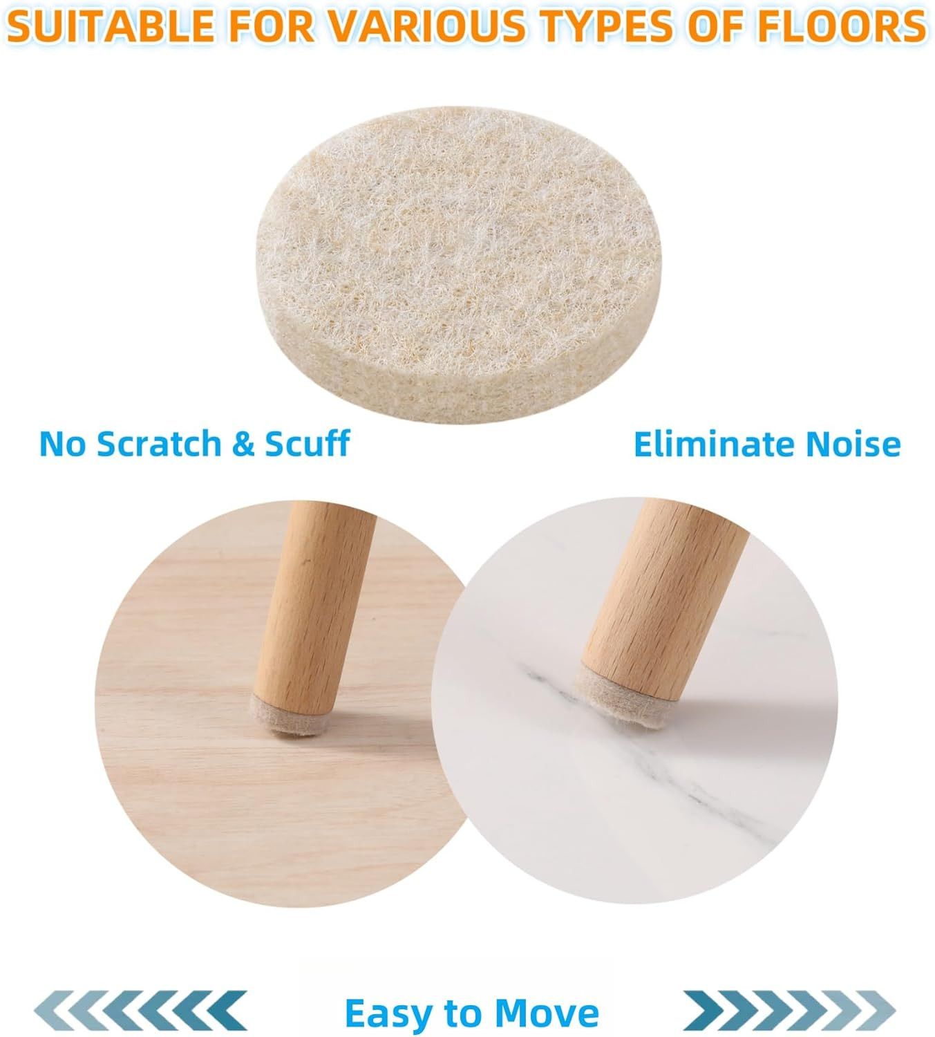 Felt Furniture Pads for Hardwood Floors – Self Adhesive Chair Felt