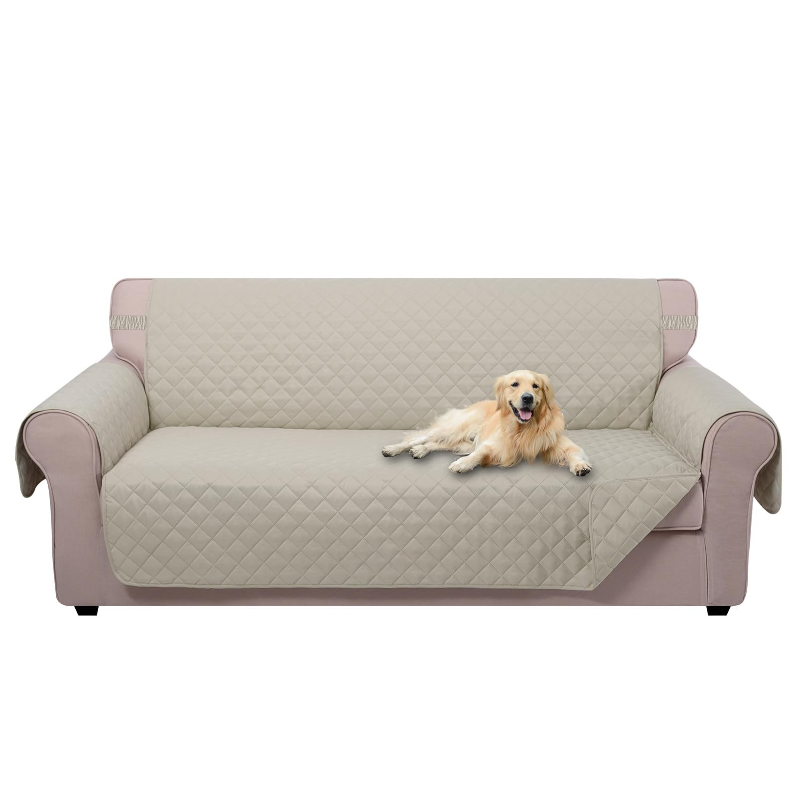 U-NICE HOME Reversible Sofa Cover Couch 68″sofa L – Large, Beige/Beige