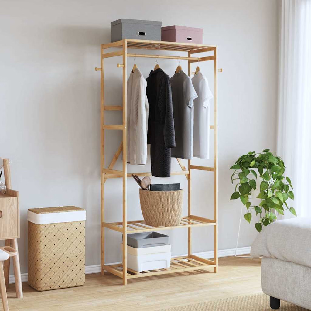 Clothes Rack with Shelves 31.5″x15.7″x68.9″ Bamboo