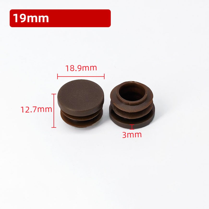 Tube End Caps – Round/Rectangle – Plastic Inserts – Bungs – Furn. Feet Brown
