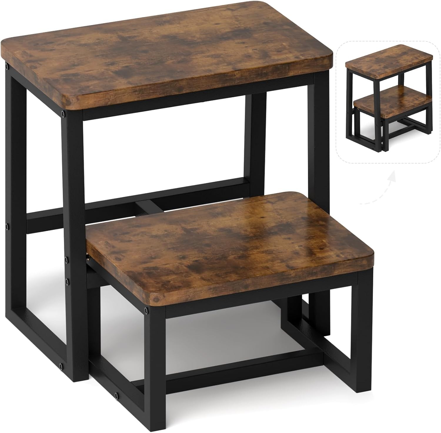 Step stool for adults and children, with a weight capacity of up to 500 pounds.