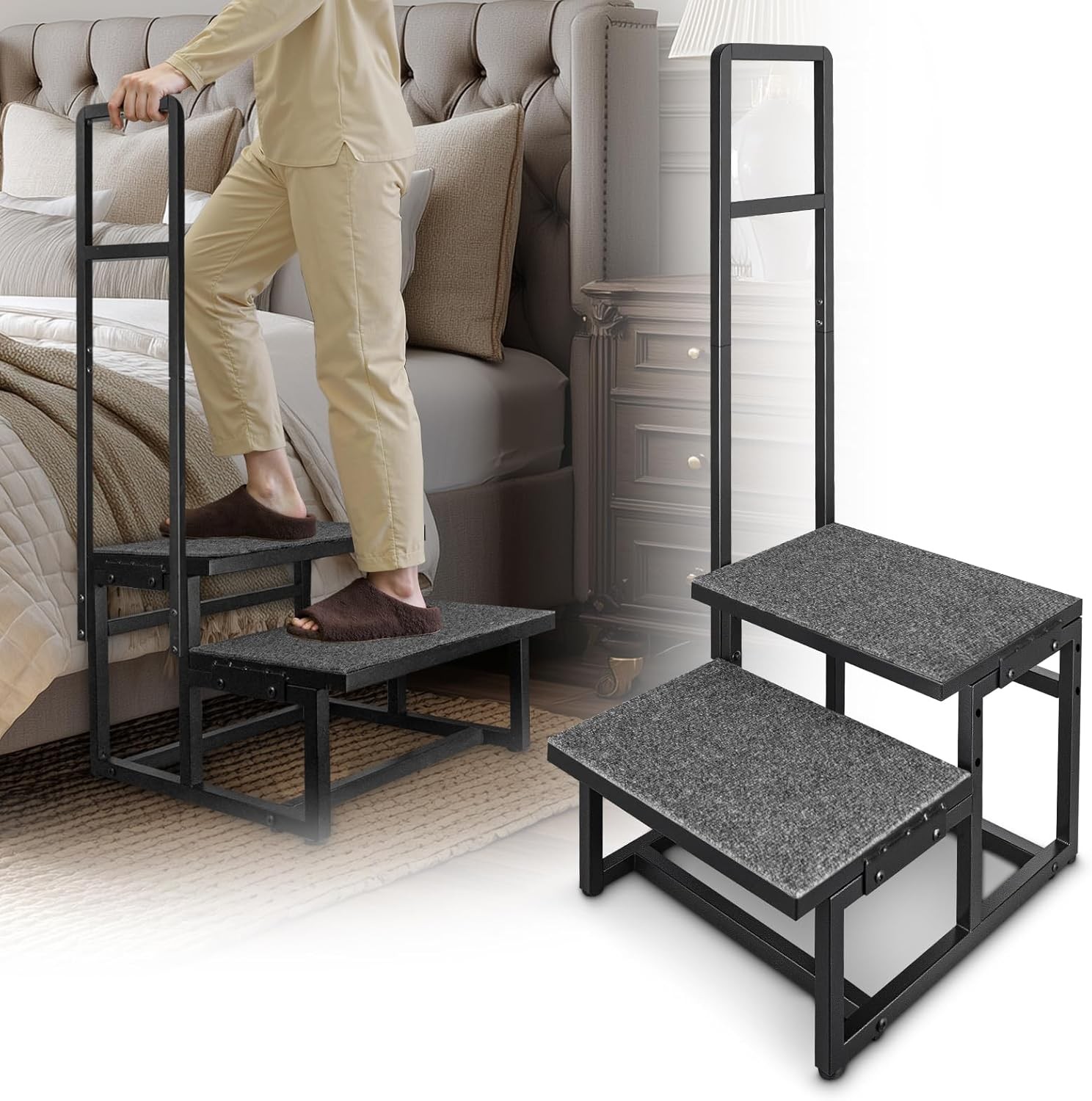 Wide Step Stool 450 lbs Elderly with Anti Slip