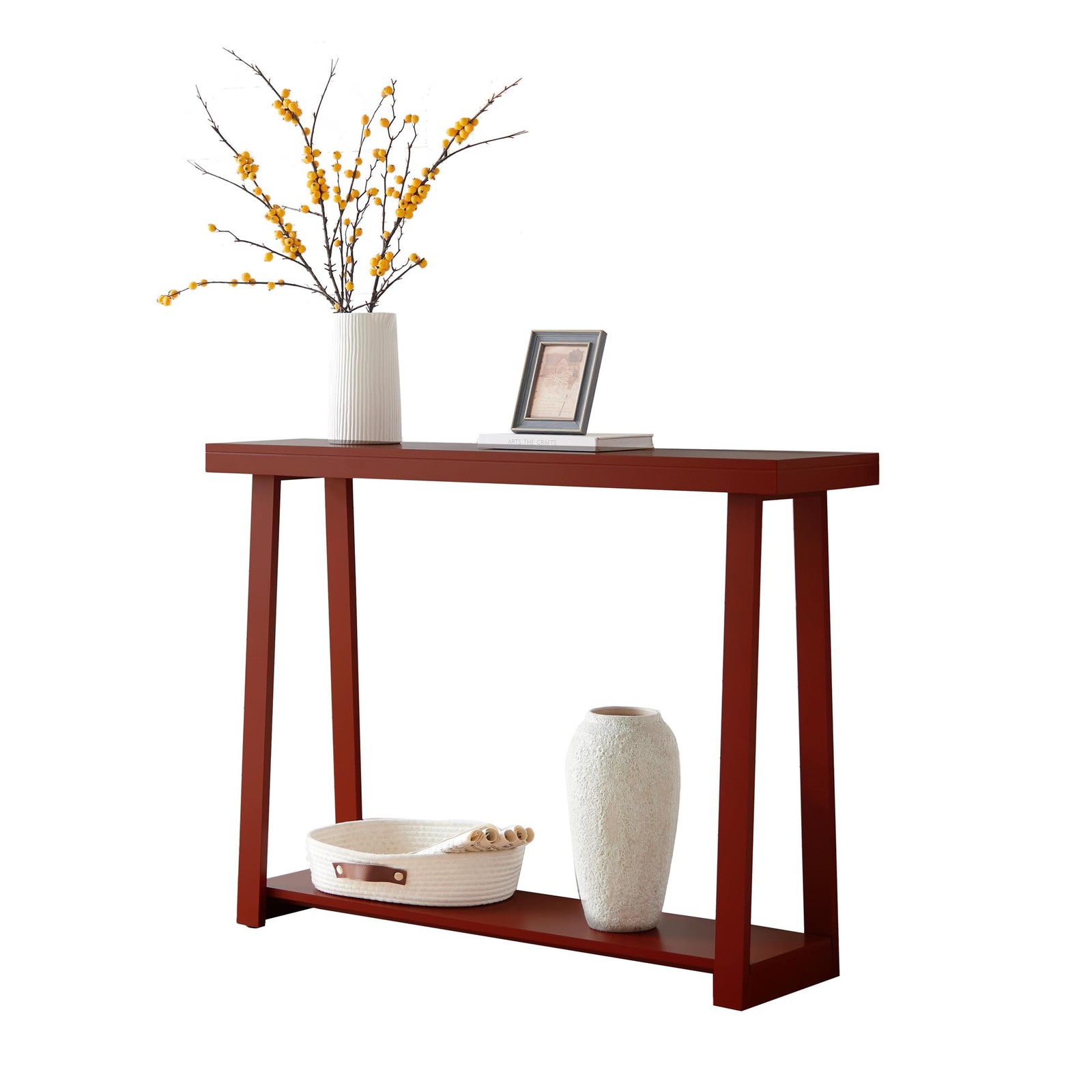 Kings Brand Furniture Console Sofa Table with Storage Shelf, Red, 36 inches