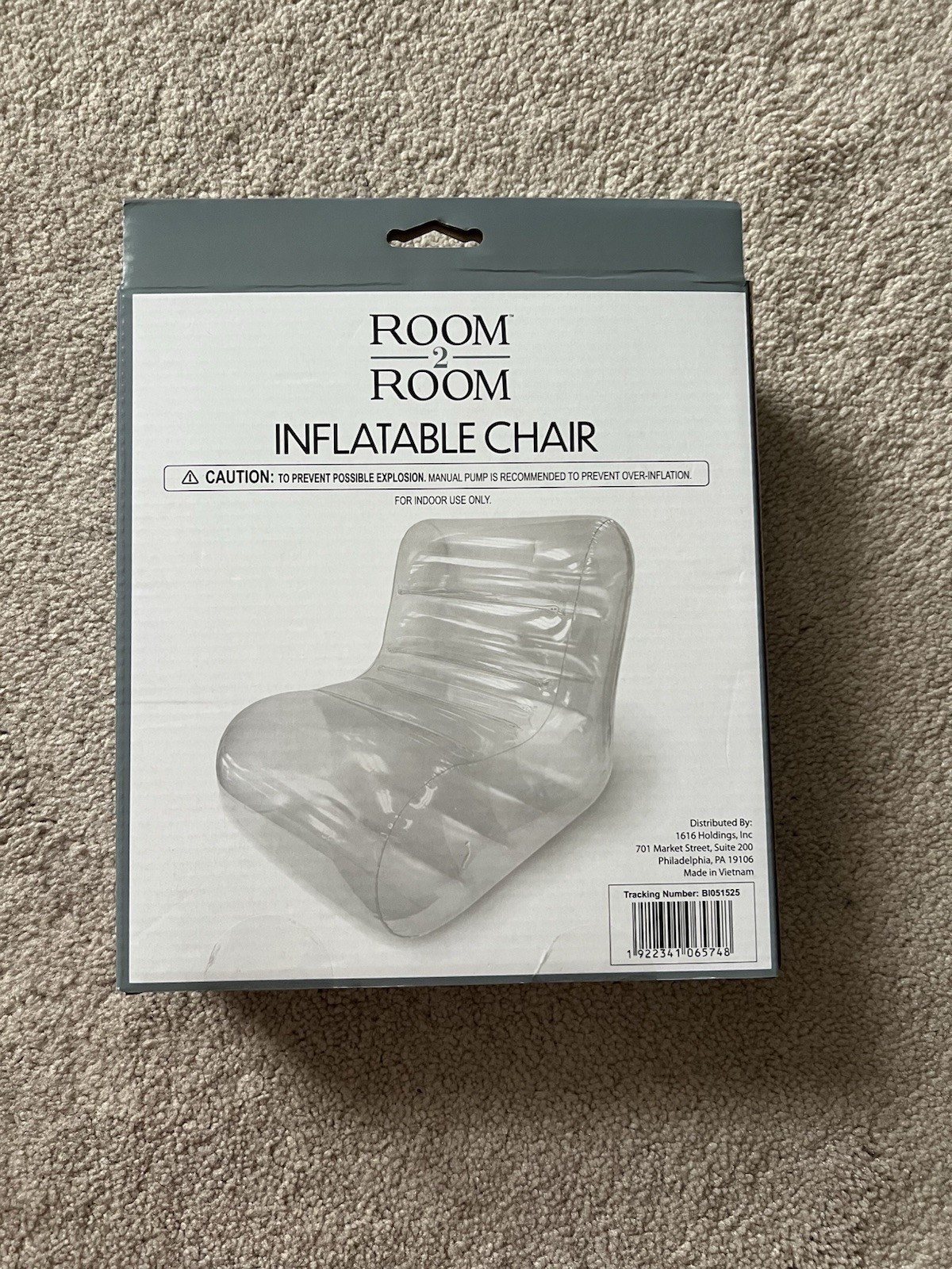 Room 2 Room Clear Transparent Inflatable Chair 30″X29″X21″ 100% PVC