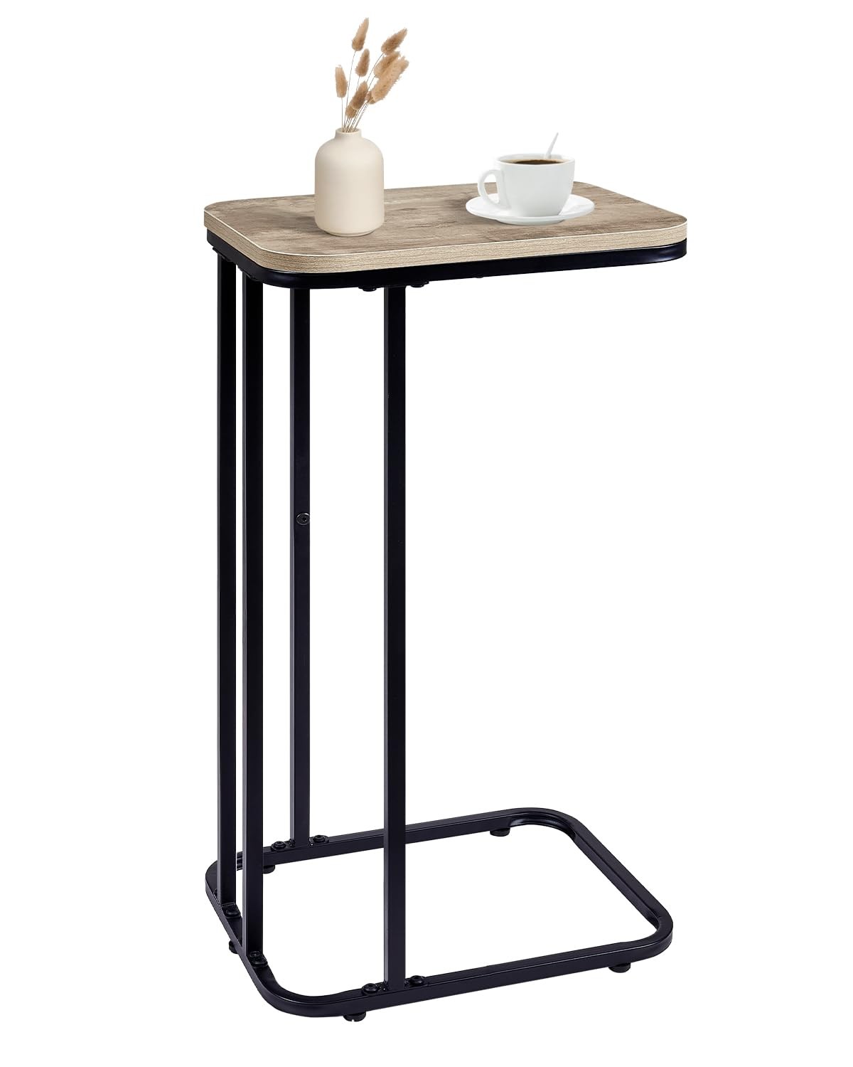 C Shaped End Table, 27 Inches High Small Side Table for Sofa and Bed, Couch T…