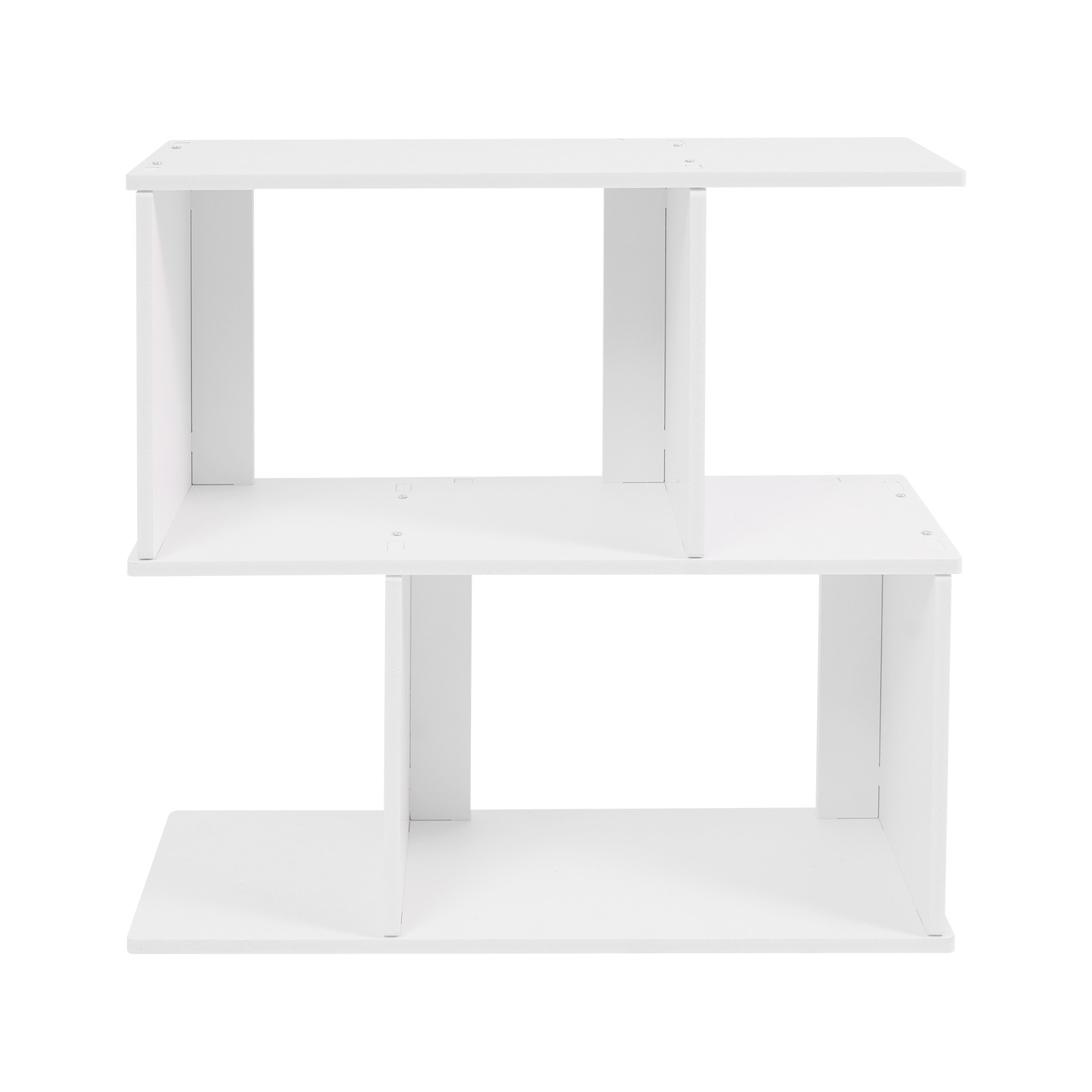 2 Tier Geometric Bookshelf, Freestanding Display Shelf, Z Shaped Open Bookcase