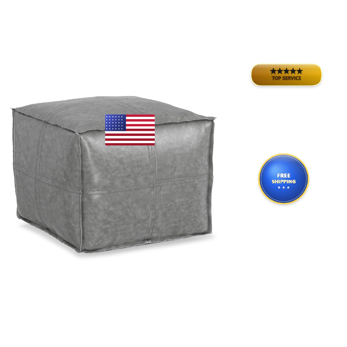Simplihome Brody – 18 Wide X 14 High Upholstered Vegan Leather Ottoman