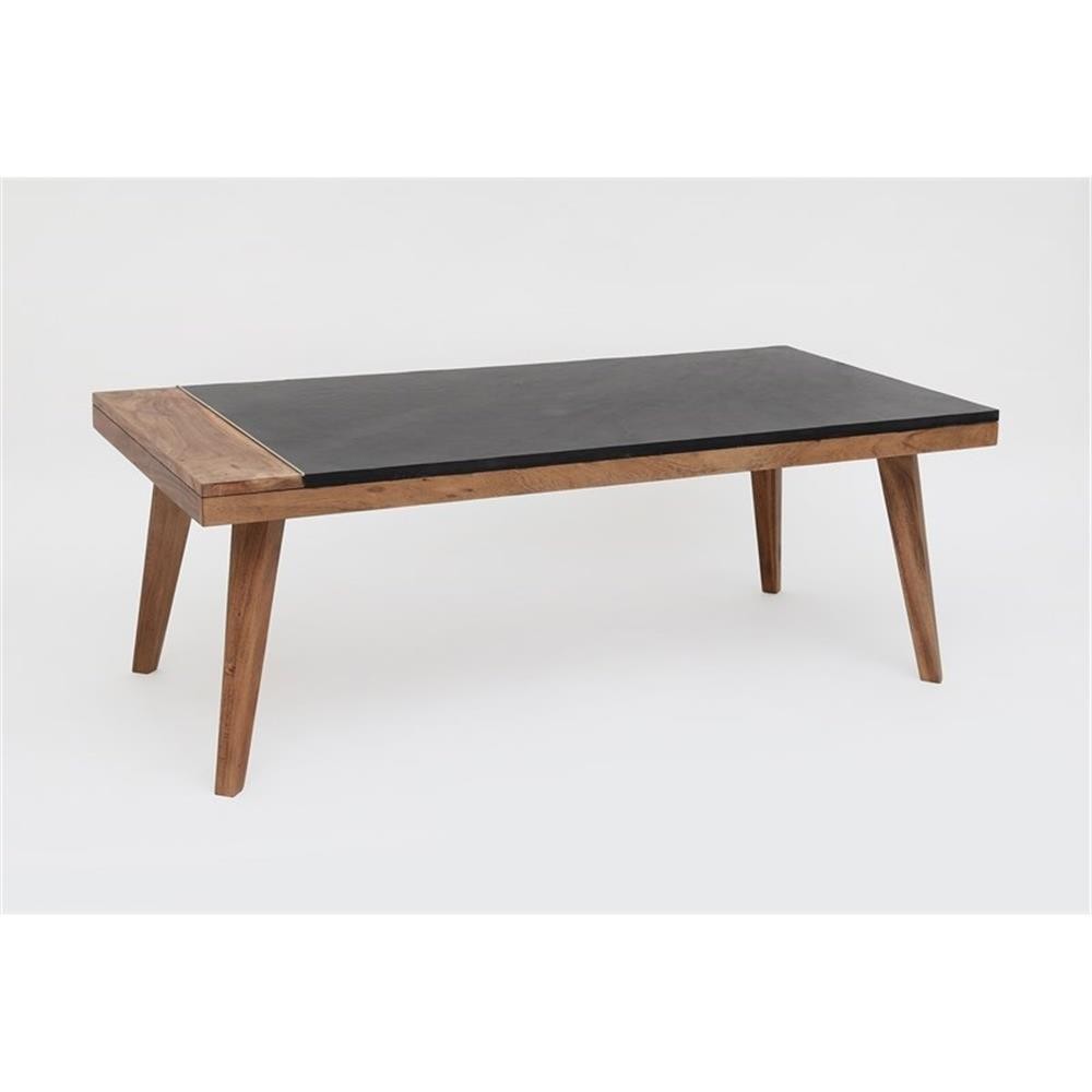 Pemberly Row Slate and Natural Matte Wood Finish Cocktail Table