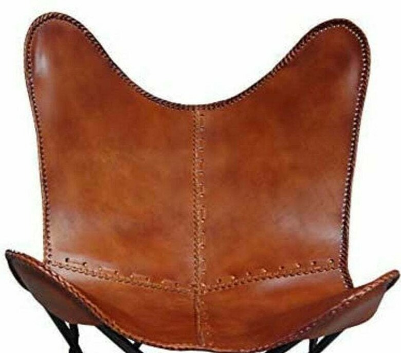 Vintage Handmade Classic Cover Cowhide Leather Butterfly Chair BKF (Cover Only)