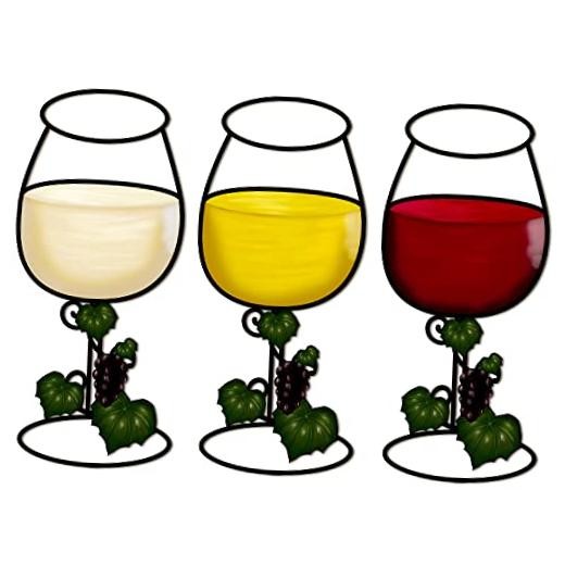 3 Pcs Wine Glasses Wooden Wall Decors Red White Yellow Wood Wine Glasses Wall
